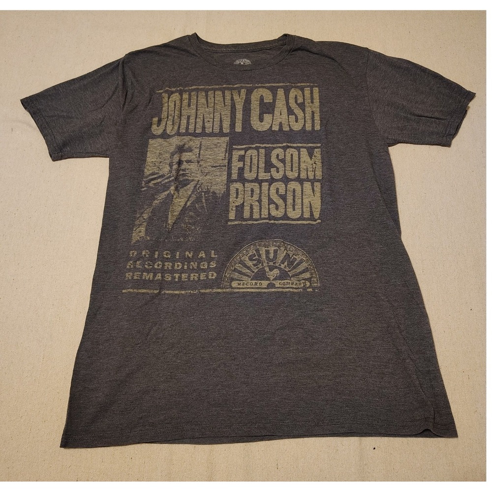 Johnny Cash Folsom Prison Sun Records Graphic T-Shirt Mens Large Charcoal